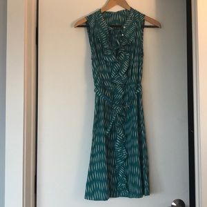 Anthropologie belted silk ruffle dress